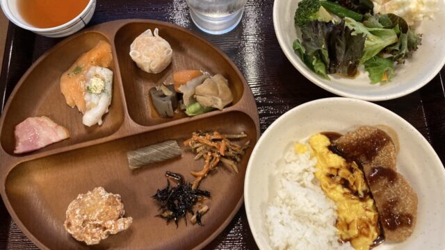 勝山ニューホテルの朝食バイキングのメニュー